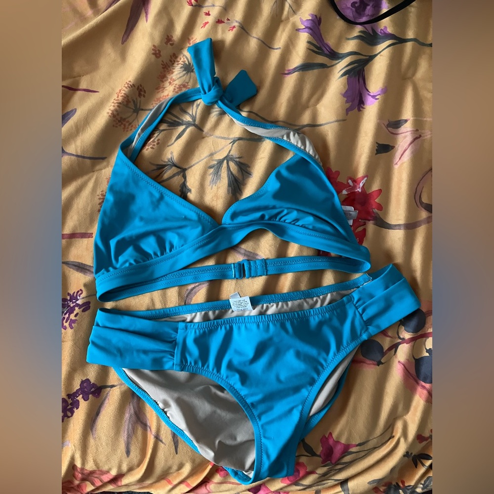 J Crew Triangle Bikini Top and Bottom Teal